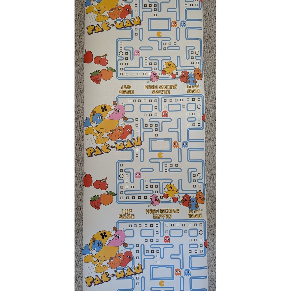 Vintage 1980 Pac-Man Wallpaper Double Roll Retro Arcade Vinyl 100+ sq ft